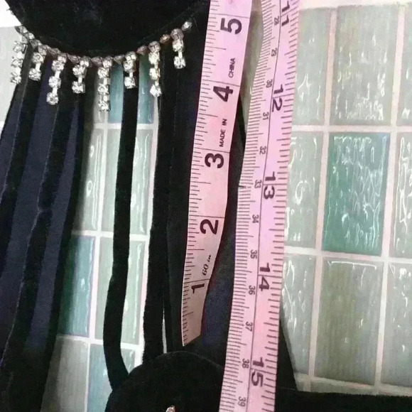 Vintage Sally Black Velvet Plus Size High Neck Sleeveless Long Evening D… - Picture 14 of 16